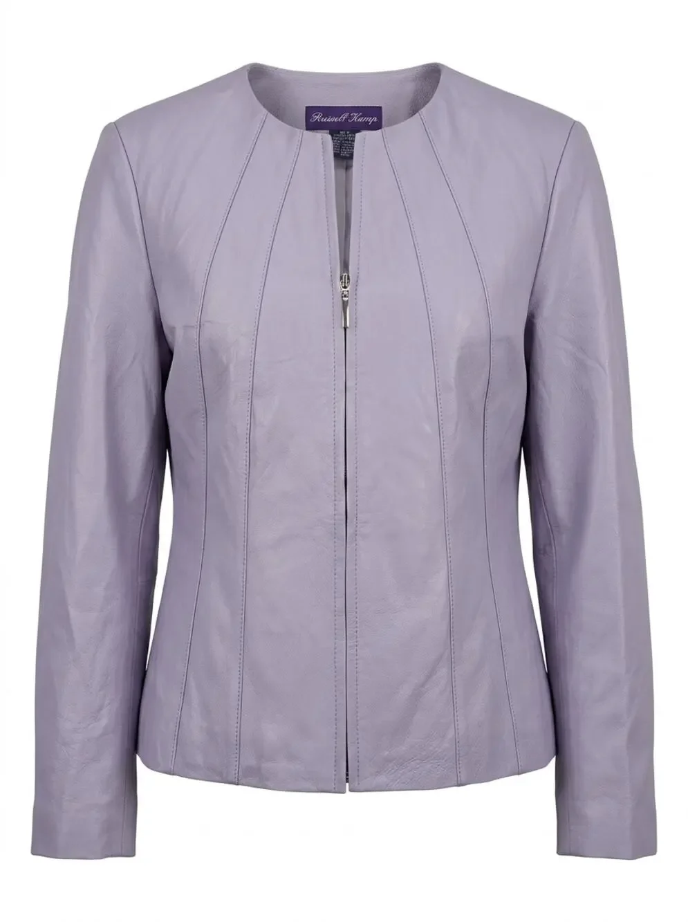 Russell Kemp Content 100% Leather Crew Neck Full Zip Jacket Women Size 6